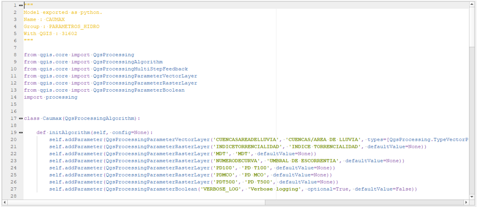 Script de Python del modelo creado