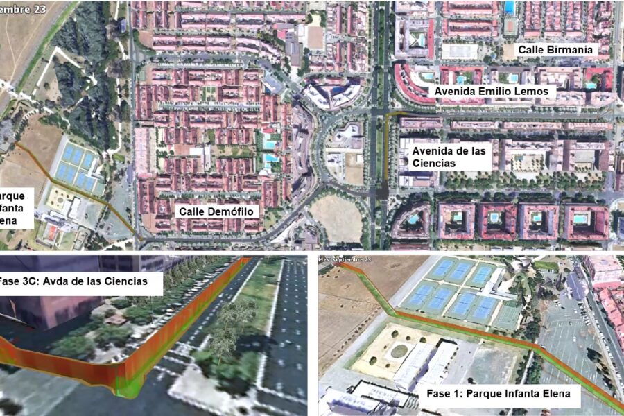 Servicios de oficina técnica en materia BIM para las obras de acondicionamiento y mejora de la red de saneamiento en el parque Infanta Elena y calle Demófilo, avda. de las Ciencias y avda. de Emilio Lemos.